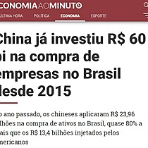 China j investiu R$ 60 bi na compra de empresas no Brasil desde 2015